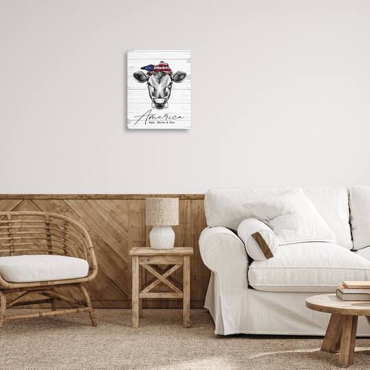 Stupell Industries Americana Cow Red White and Moo Country Farm Quote Canvas Wall Art